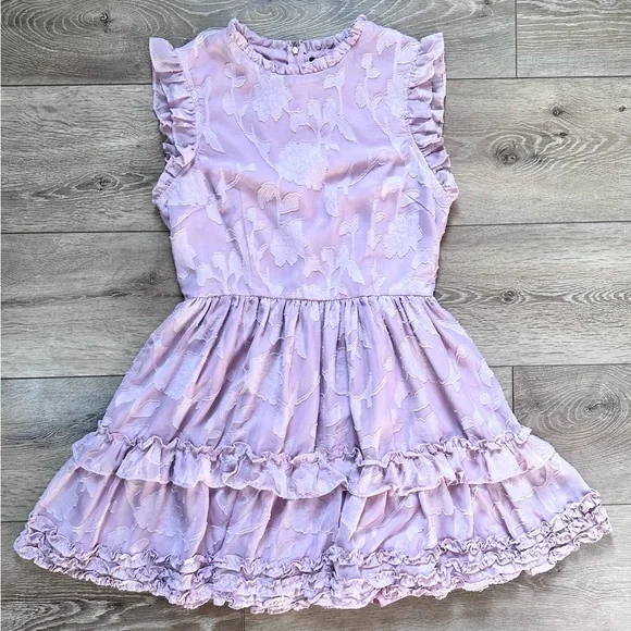 Lulus True As Can Be Lavender Burnout Floral Ruffled Mini Dress - Picture 6 of 16